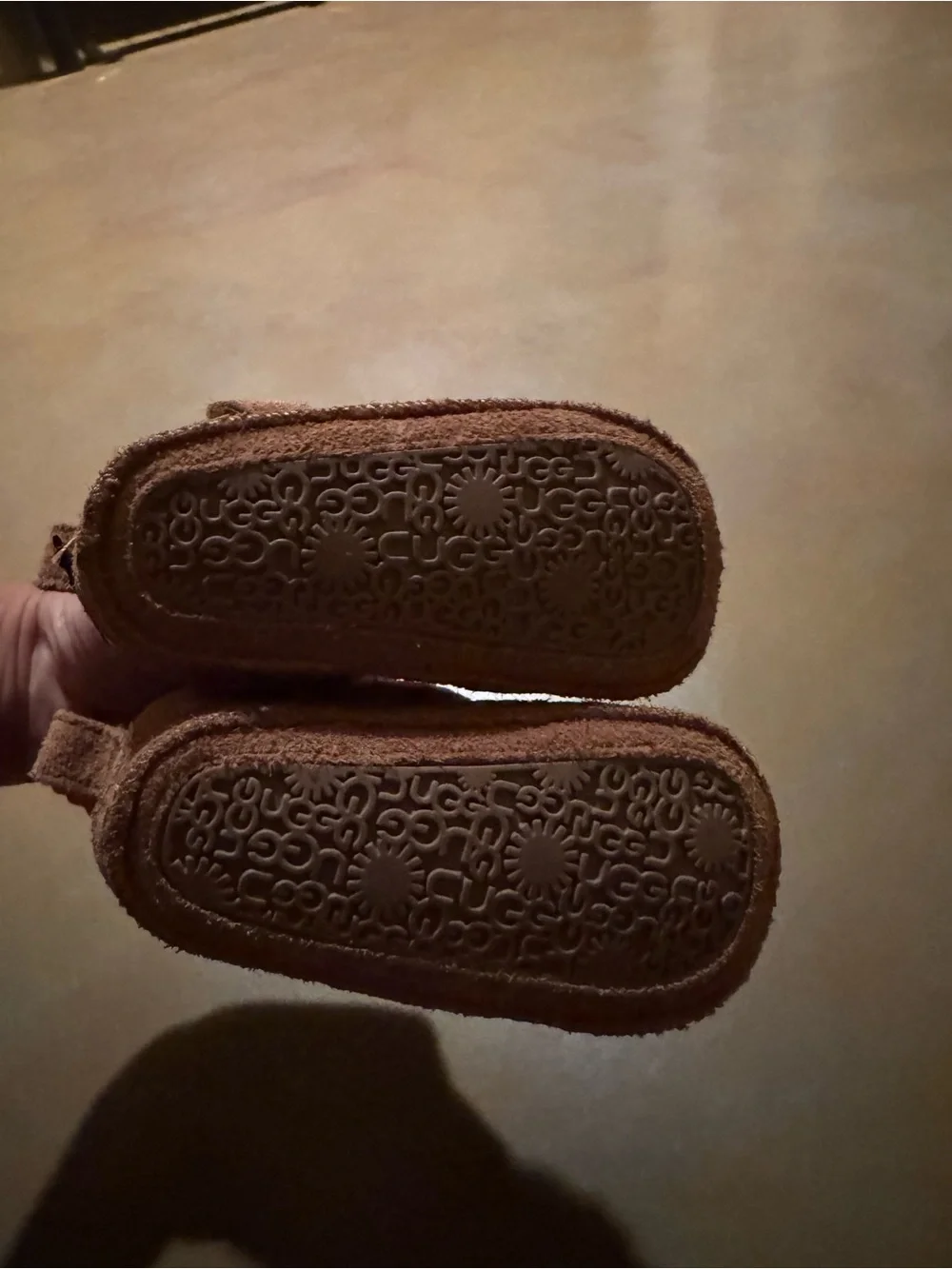 Ugg baby Tan Suede Lace-Up Booties - Cozy Fleece Lining 6-12 months